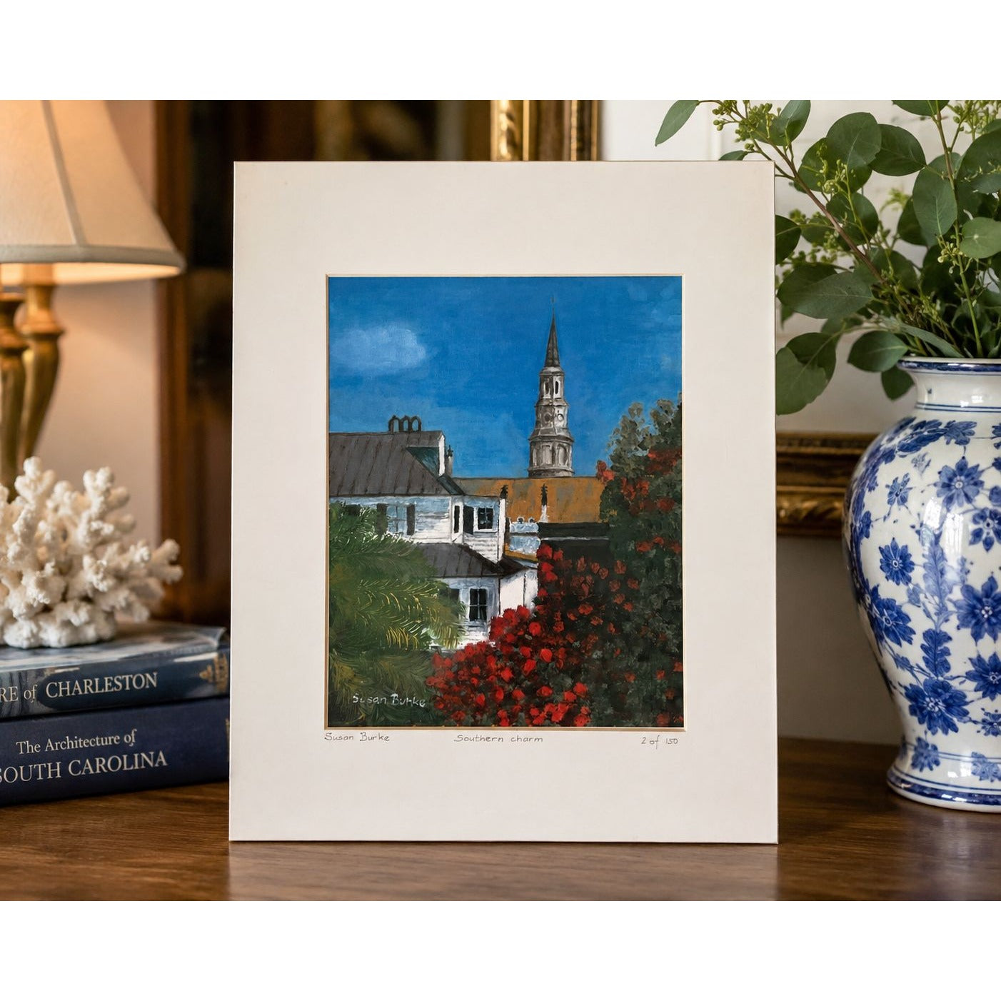 Susan Burke Southern Charm Signed Limited Edition Print 2/150 Charleston Style Matted 14x11