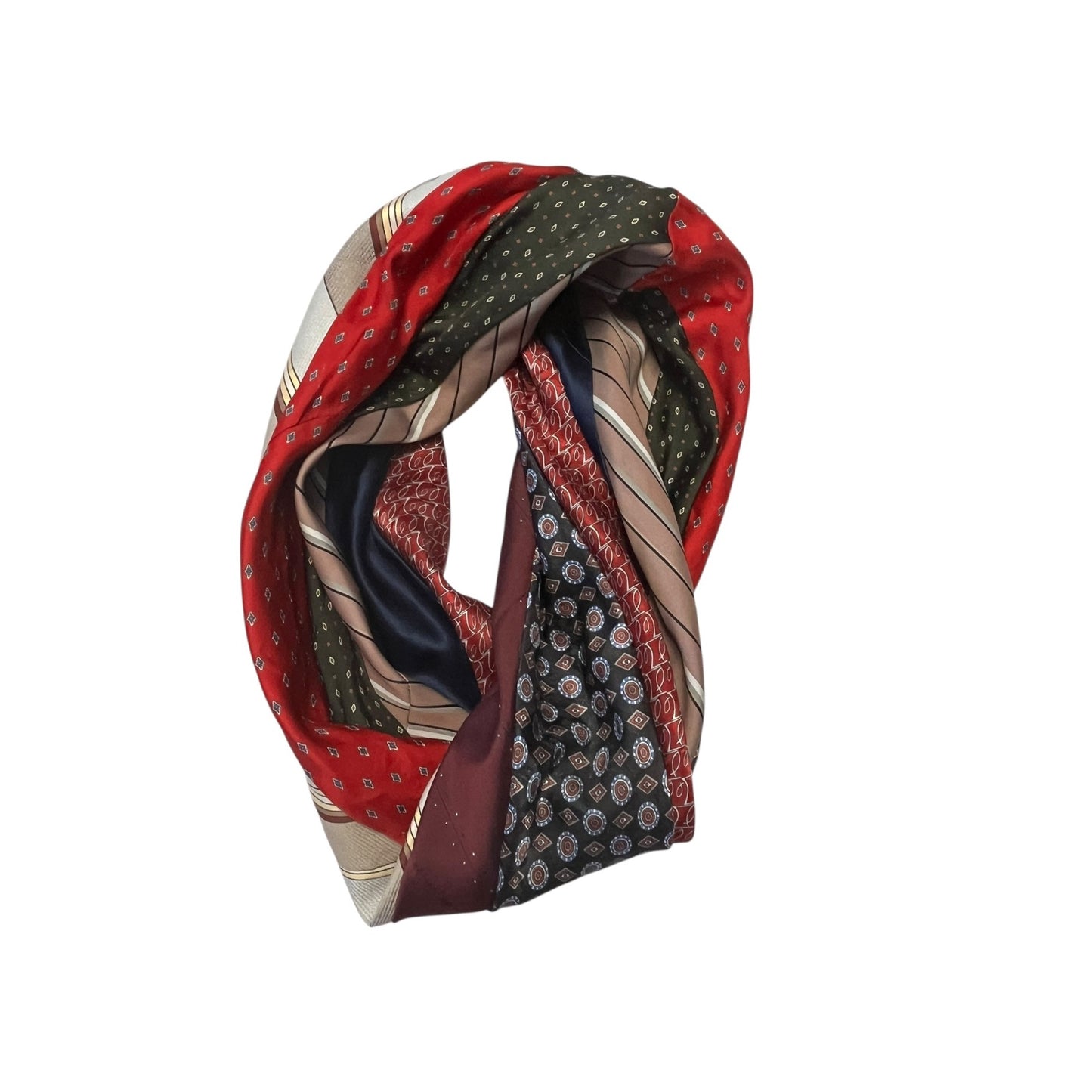 Handmade Loop Scarf From Vintage Neckties Patchwork Upcycled Tie Scarf