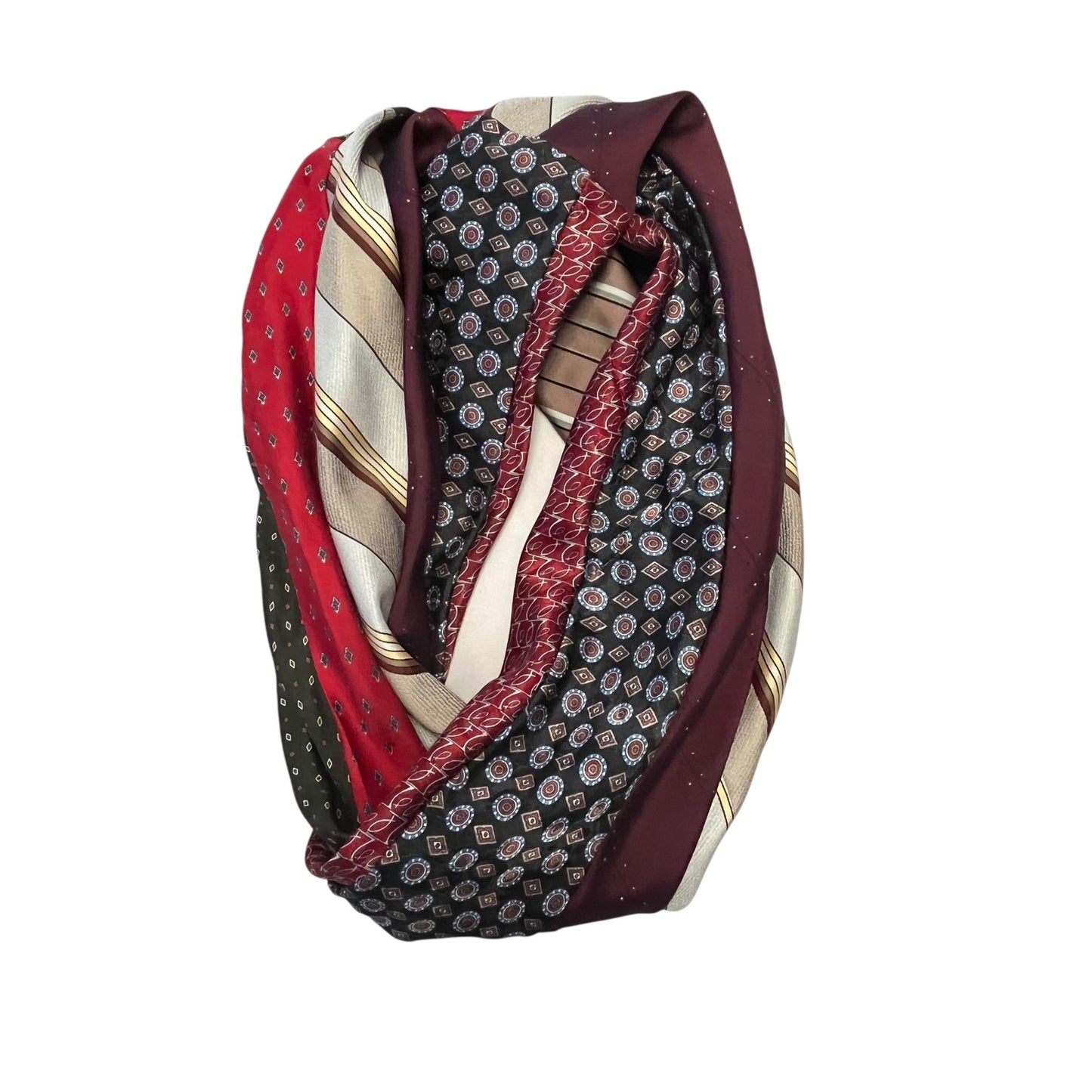 Handmade Loop Scarf From Vintage Neckties Patchwork Upcycled Tie Scarf