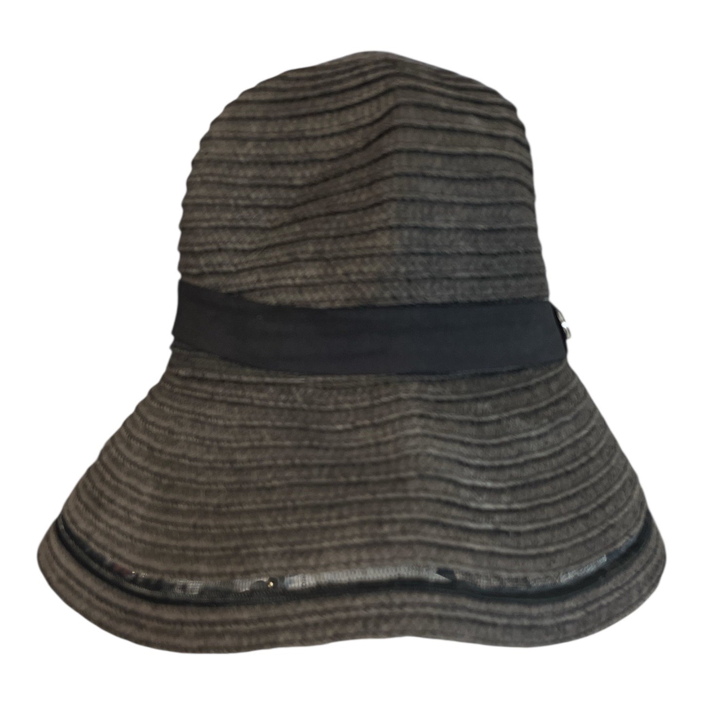 Calvin Klein Woven Cloche Bucket Hat Black Textured Logo Trim Adjustable