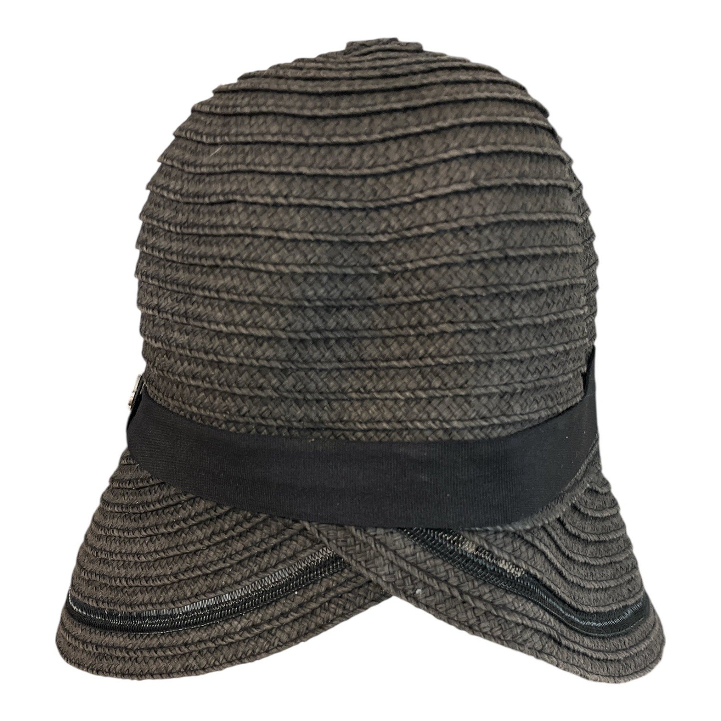 Calvin Klein Woven Cloche Bucket Hat Black Textured Logo Trim Adjustable