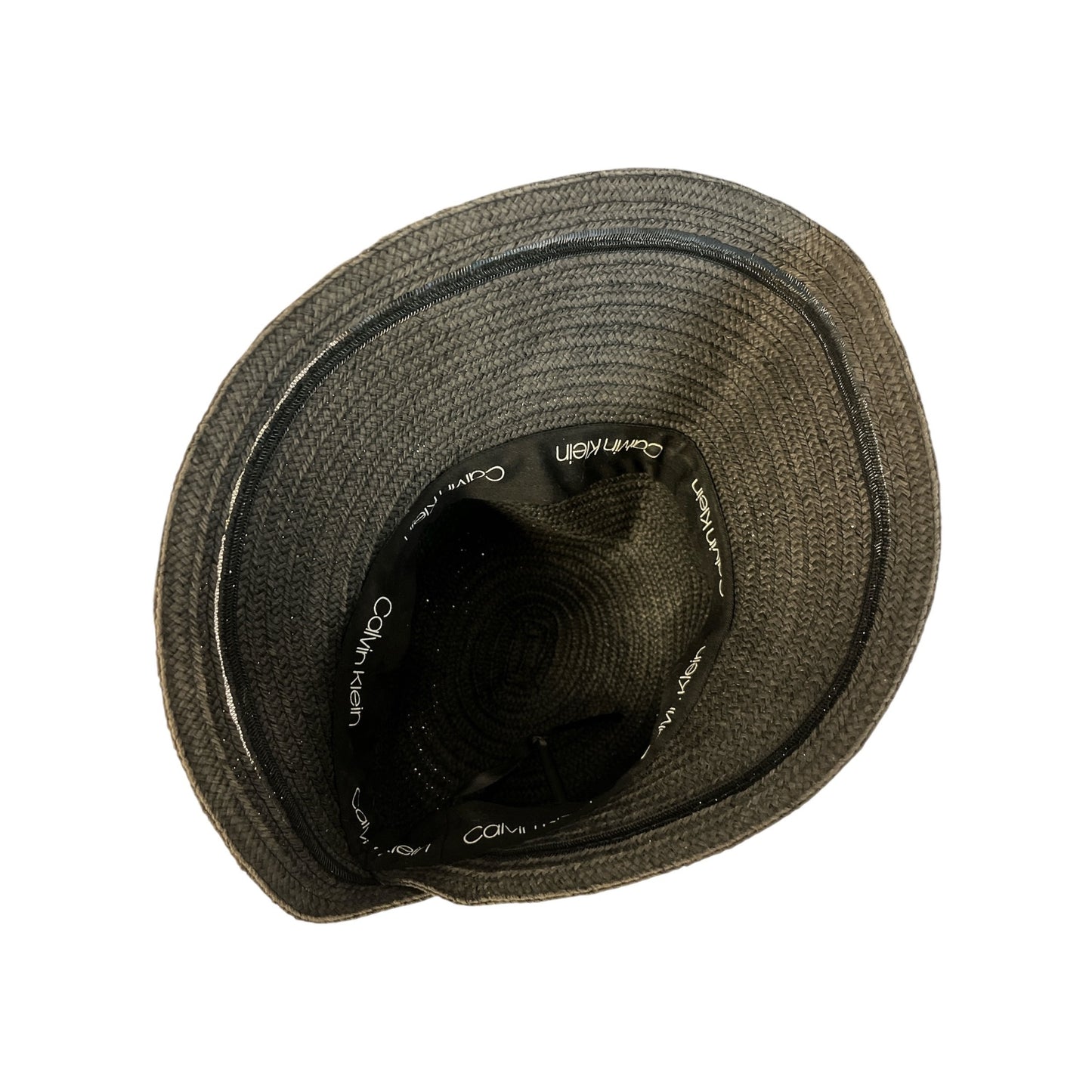 Calvin Klein Woven Cloche Bucket Hat Black Textured Logo Trim Adjustable