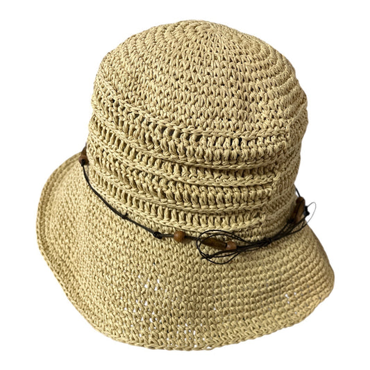 Ann Taylor LOFT Women’s Crochet Straw Sun Hat with Bead Trim – 100% Paper