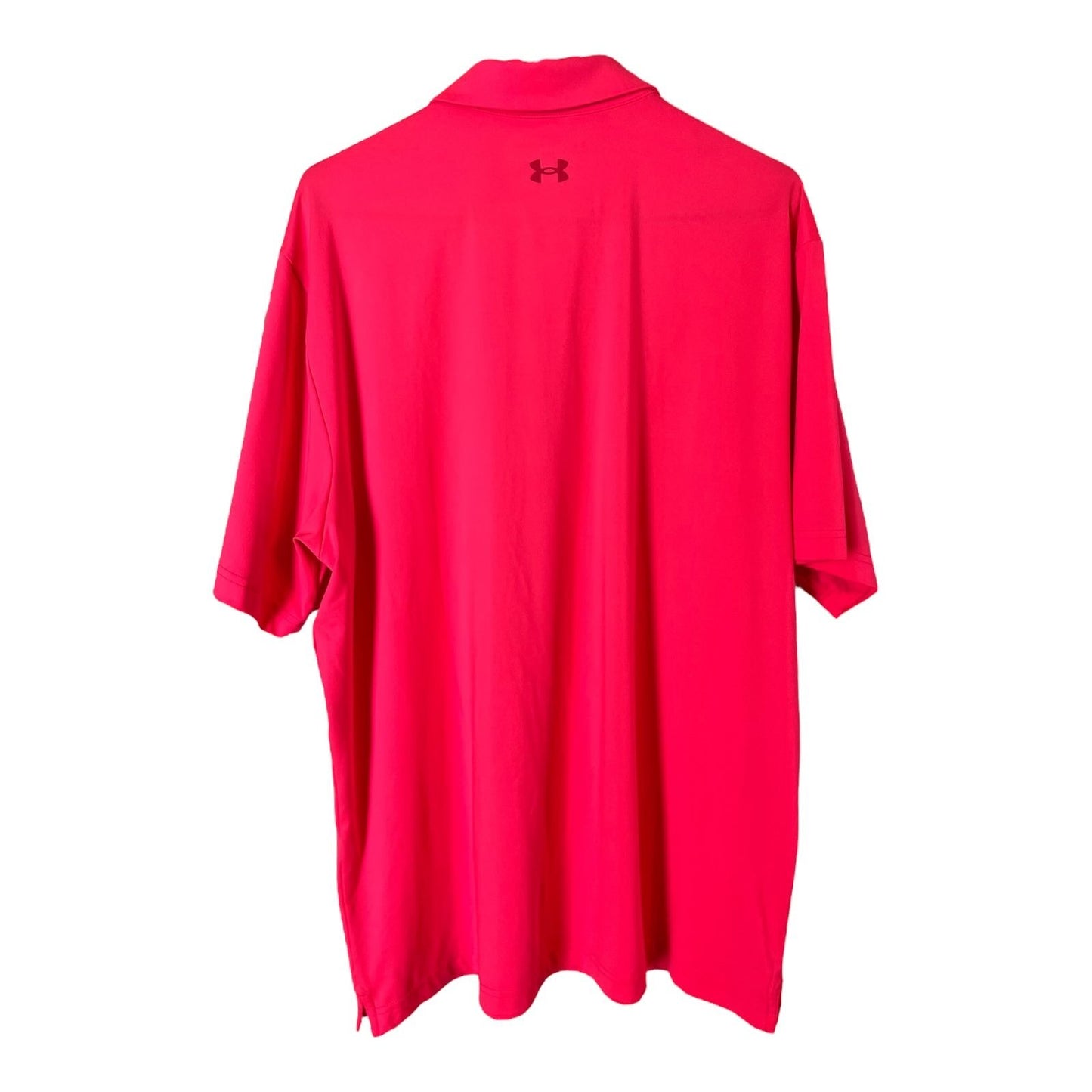 Under Armour Men’s XL Polo Shirt Neon Pink with Black Horse Logo – Loose Fit Performance Golf Top