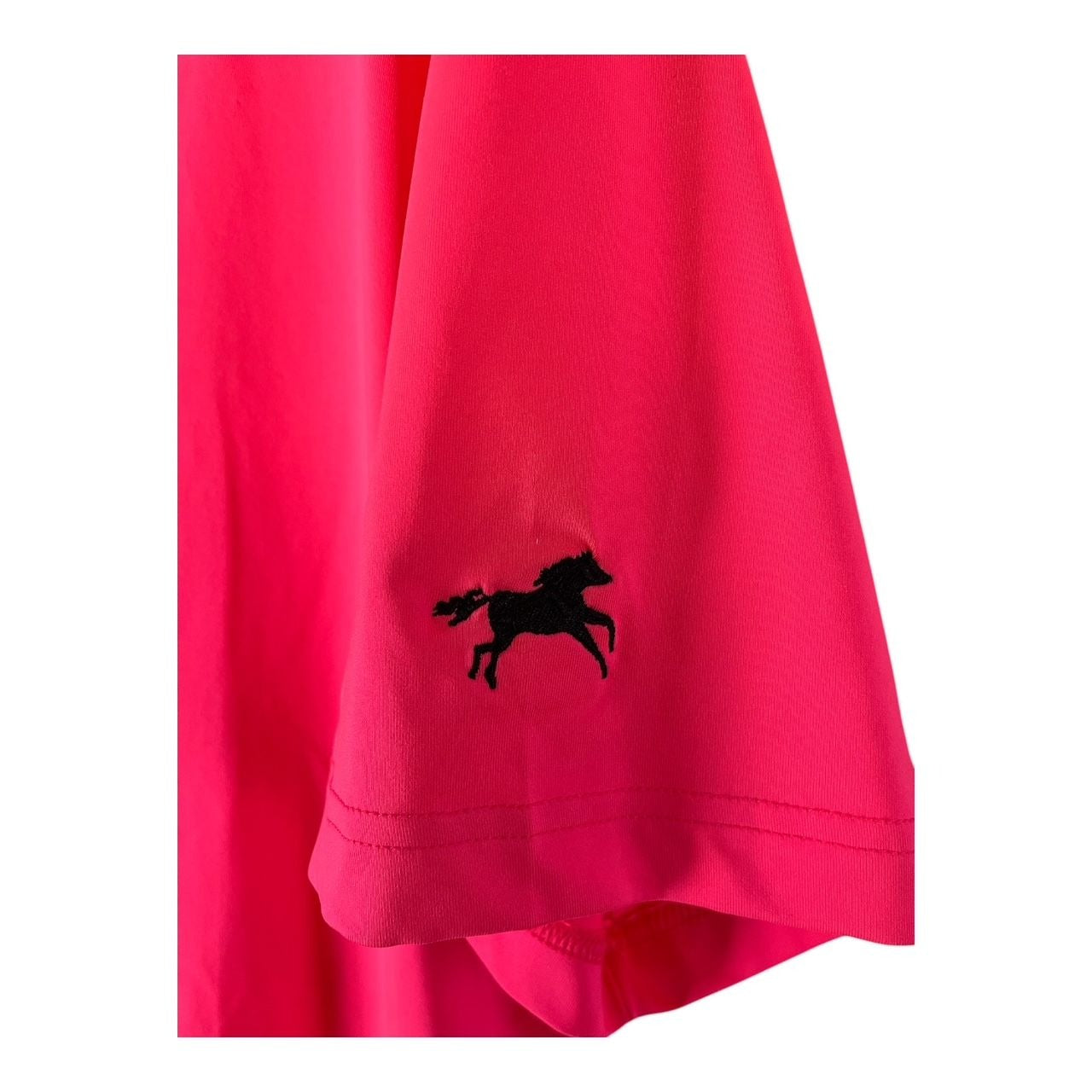 Under Armour Men’s XL Polo Shirt Neon Pink with Black Horse Logo – Loose Fit Performance Golf Top