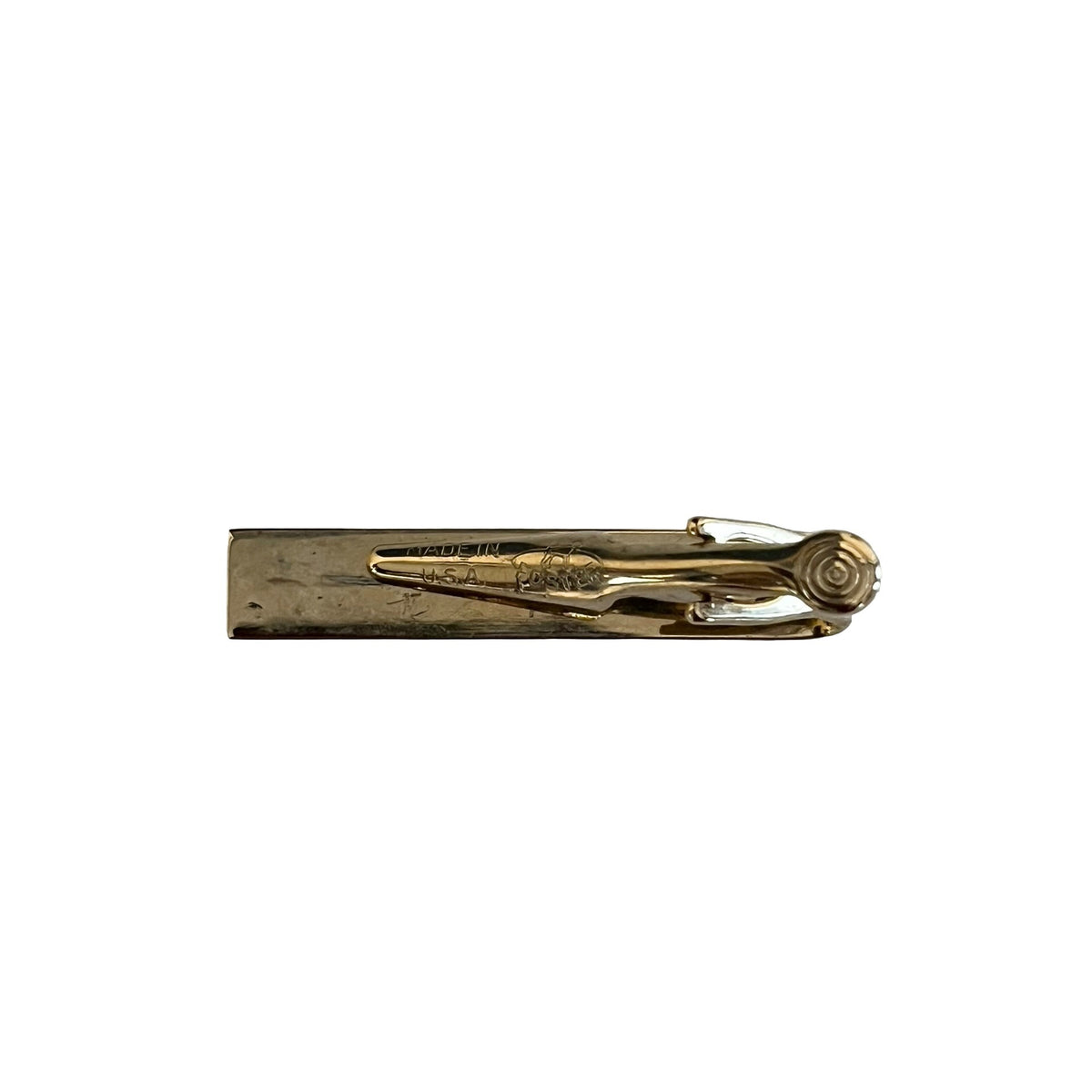 Vintage Foster Tie Clip Gold Tone Bar Mid Century Made in USA Classic ...