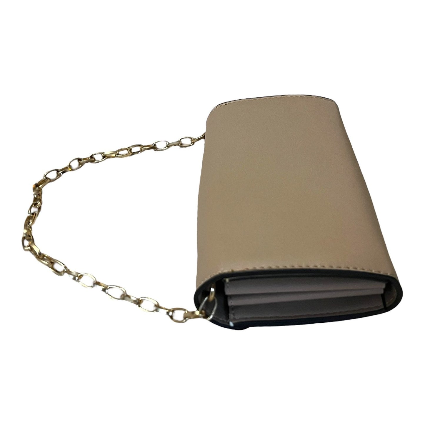 Urban Expressions Taupe Faux Leather Mini Purse with Gold Chain Handle 7x5