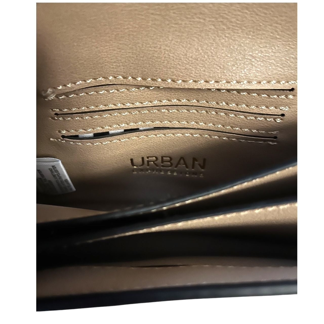 Urban Expressions Taupe Faux Leather Mini Purse with Gold Chain Handle 7x5