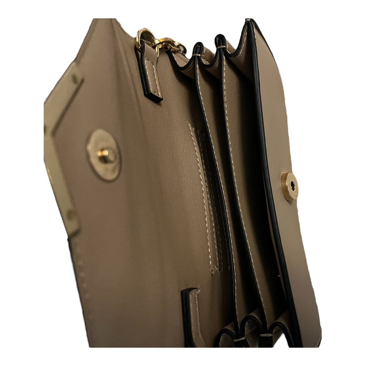 Urban Expressions Taupe Faux Leather Mini Purse with Gold Chain Handle 7x5