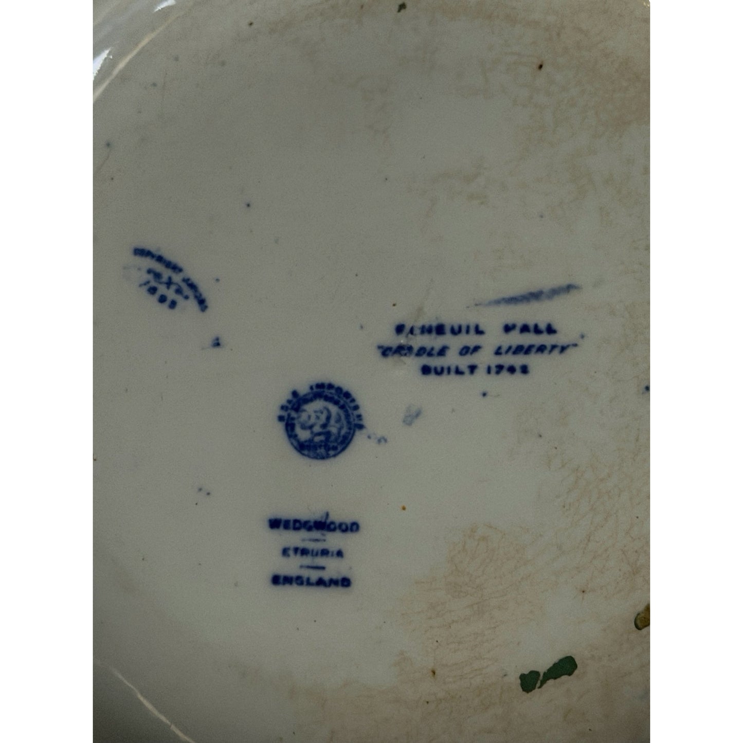 Antique Wedgwood Faneuil Hall Boston Blue Transferware Plate Cradle of Liberty England