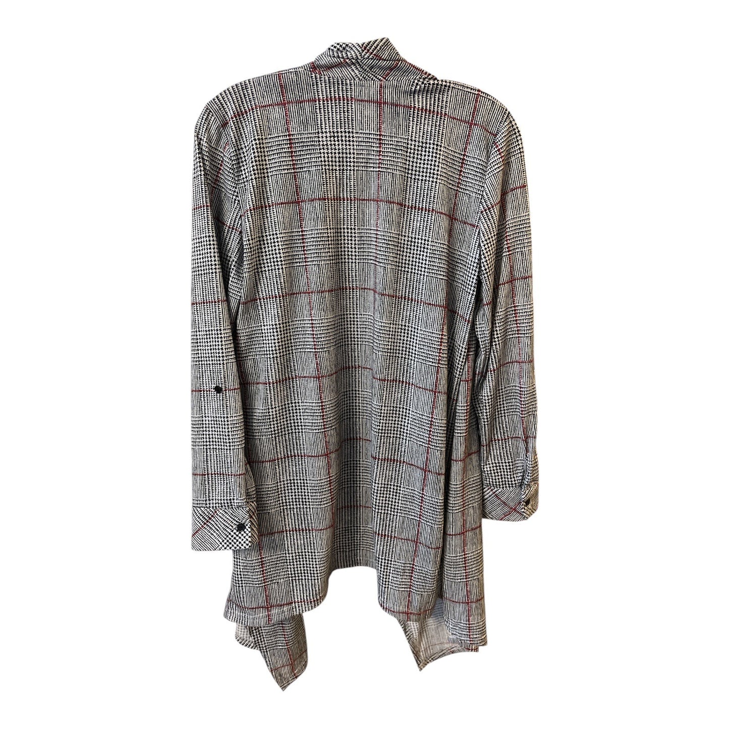 French Laundry Open Front Plaid Cardigan Duster Black White Red Size M