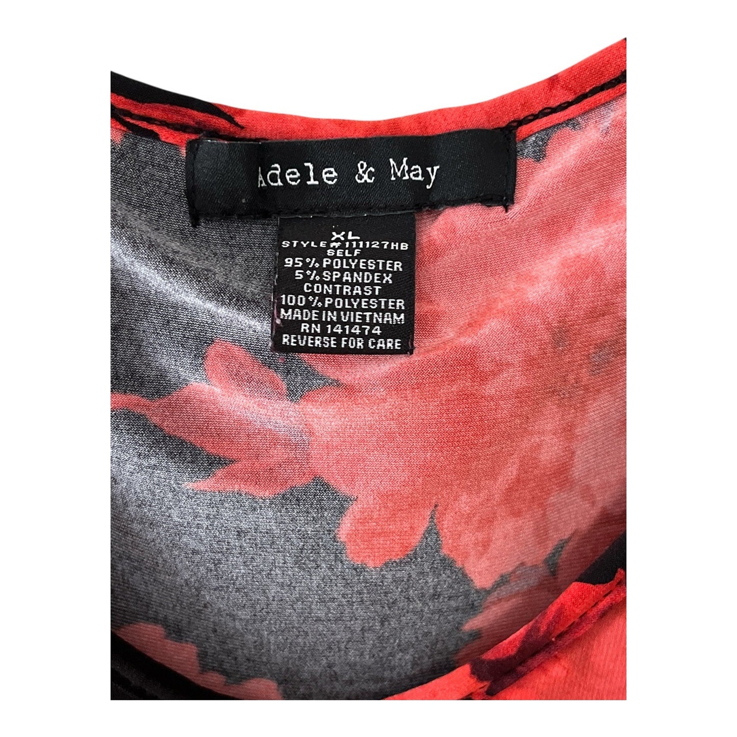 Adele & May Women’s XL Red Floral Chiffon Overlay Blouse