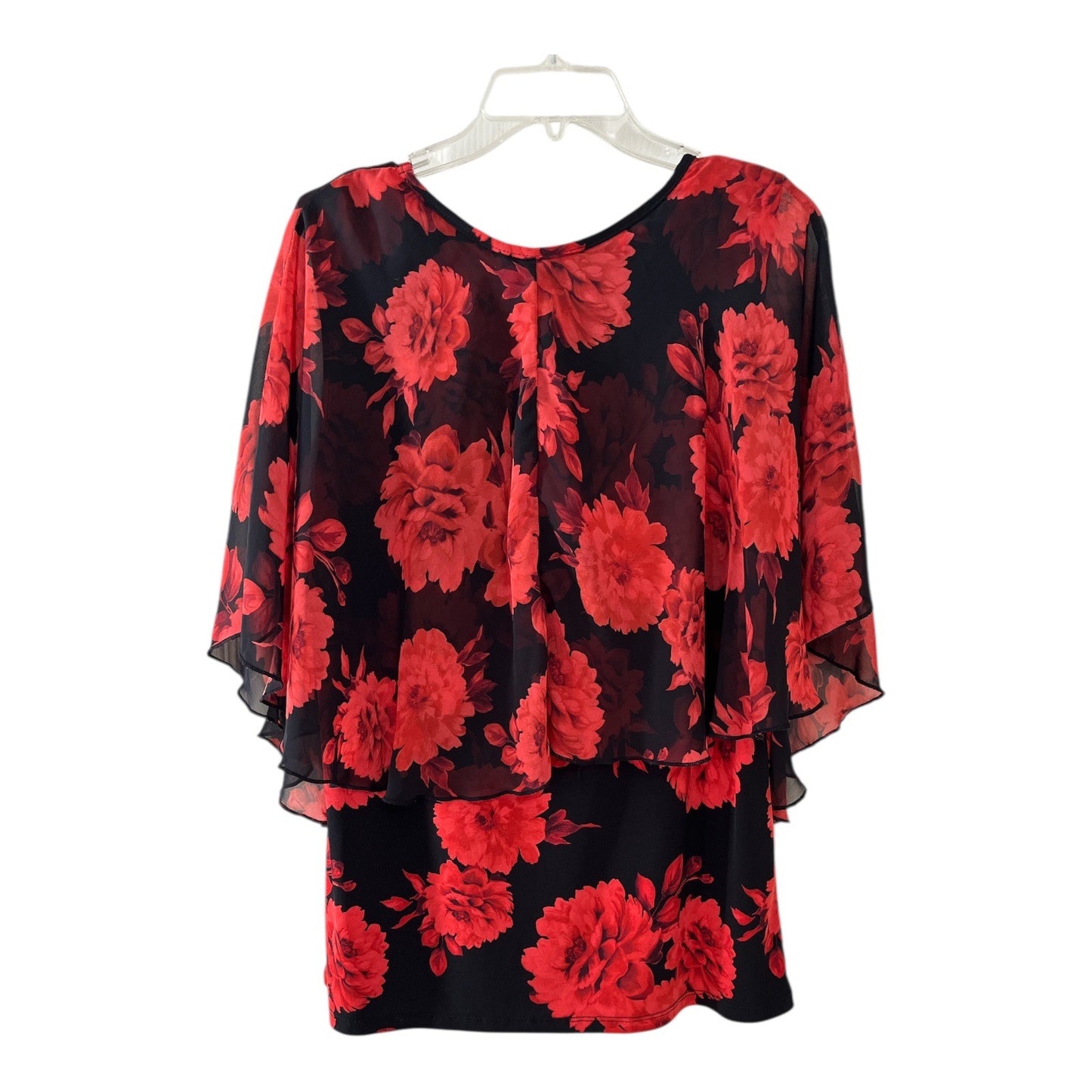 Adele & May Women’s XL Red Floral Chiffon Overlay Blouse