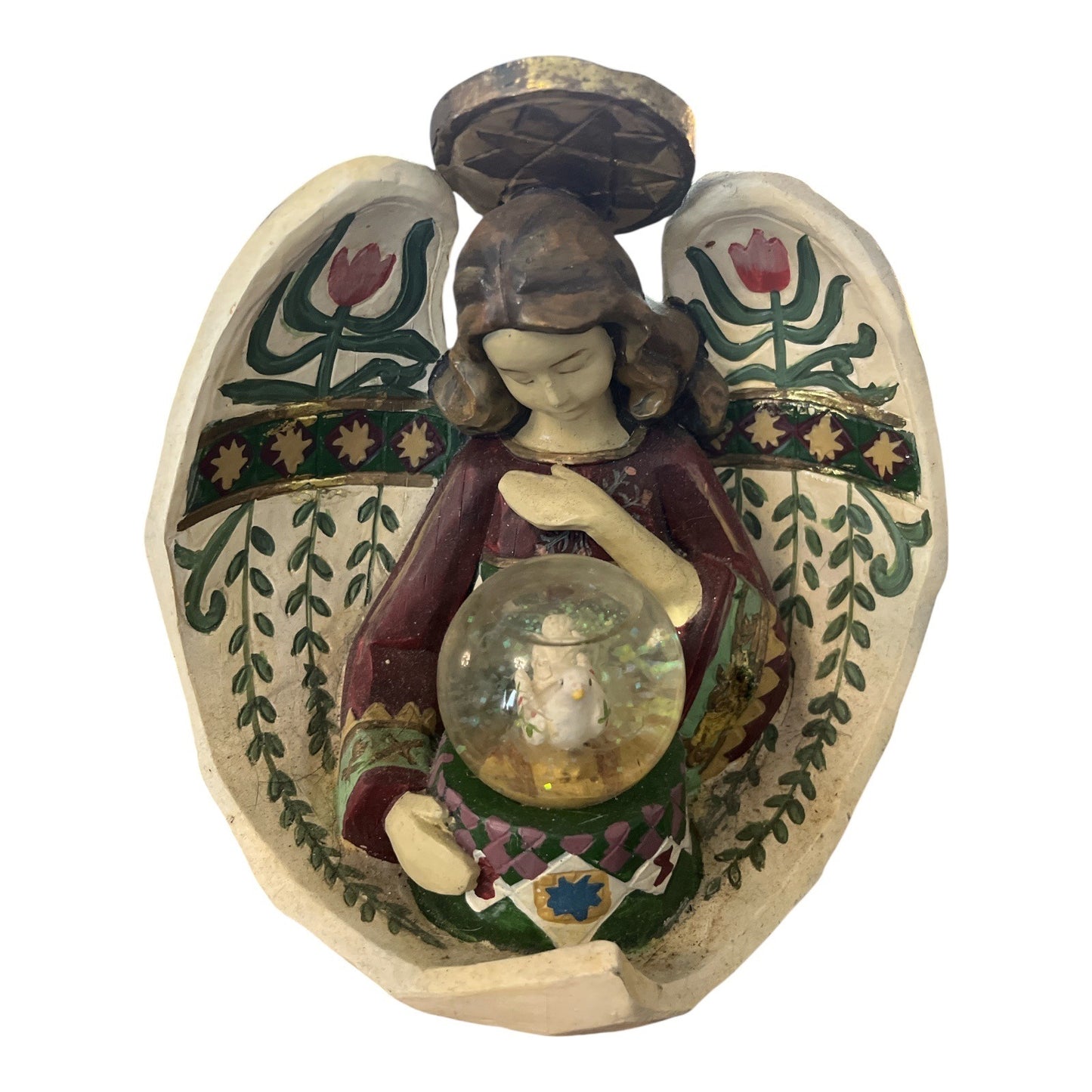 2008 St. Nicholas Square Angel Figurine with Winterland Collection St. Nicholas Square Angel with Dove Snow Globe Figurine Christmas Decor