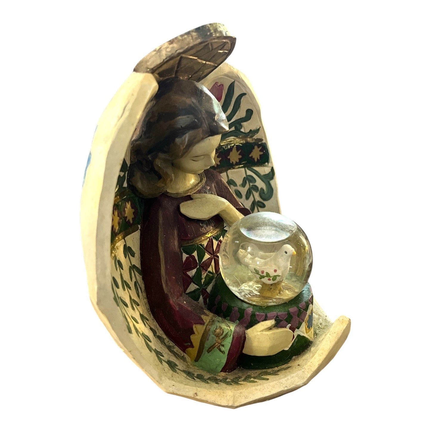 2008 St. Nicholas Square Angel Figurine with Winterland Collection St. Nicholas Square Angel with Dove Snow Globe Figurine Christmas Decor