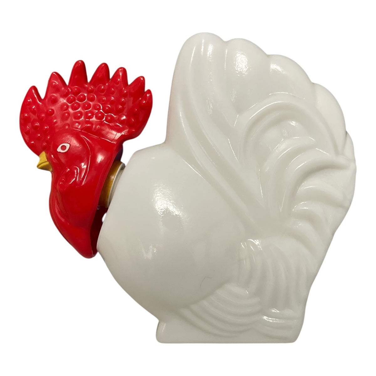 Vintage Avon Milk Glass Rooster Bottle Red Cap 1970s Hand Lotion Container