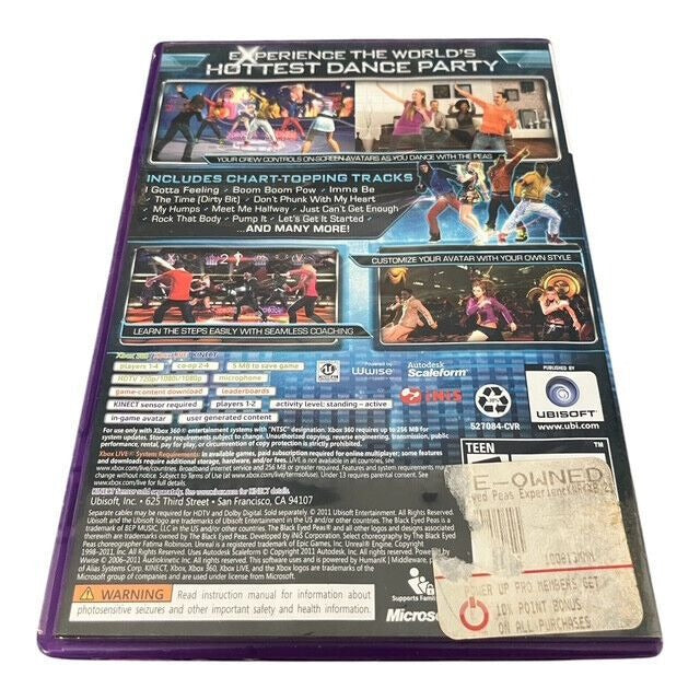 The Black Eyed Peas Experience Xbox 360 Kinect Game Complete Ubisoft Dance