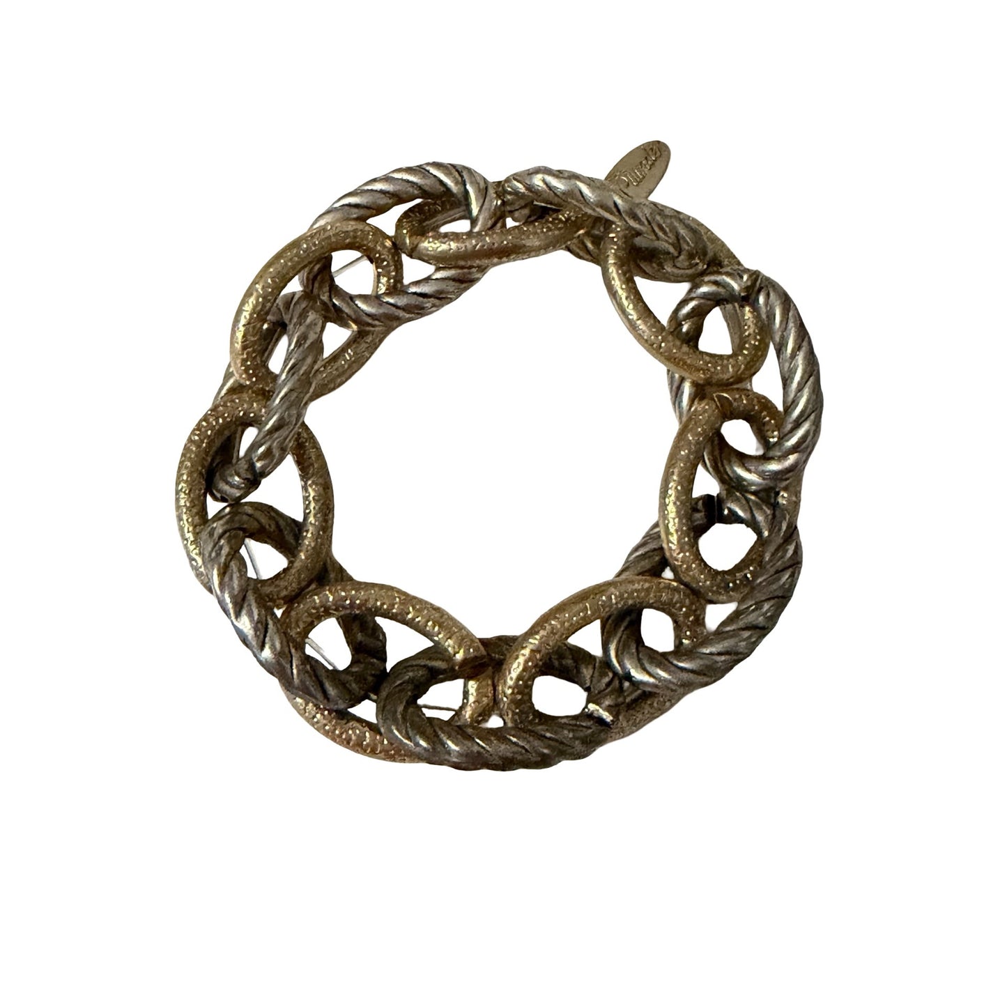 Plunder Two Tone Chunky Stretch Bracelet Gold Silver Rope Oval Link Statement