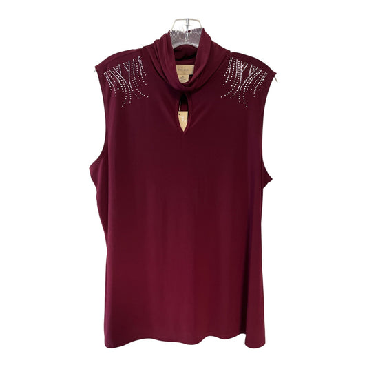 Diana Belle Women’s XL, Burgundy Embellished Cowl Neck, Sleeveless Top, NWT