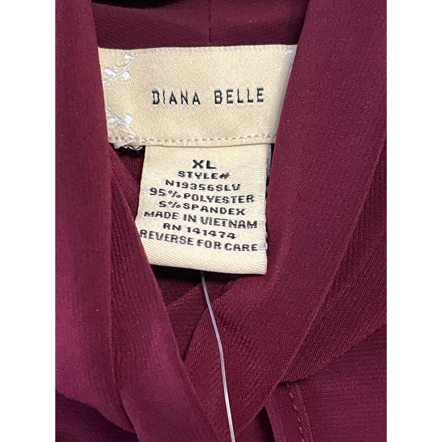 Diana Belle Women’s XL, Burgundy Embellished Cowl Neck, Sleeveless Top, NWT