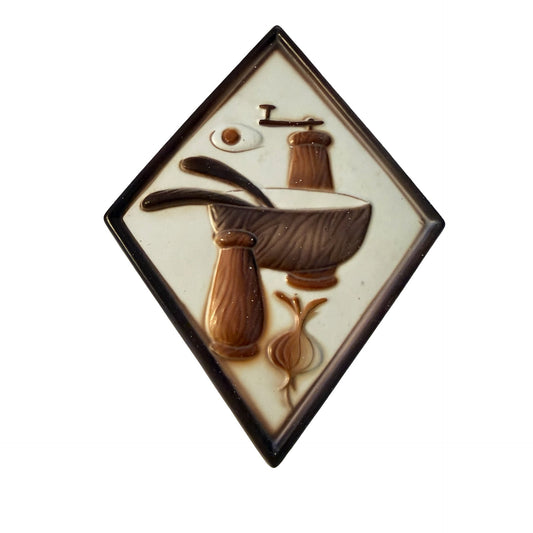 Vintage Lefton's Kitchen Wall Plaque Diamond Ceramic Kitchen Decor Japan 8x6