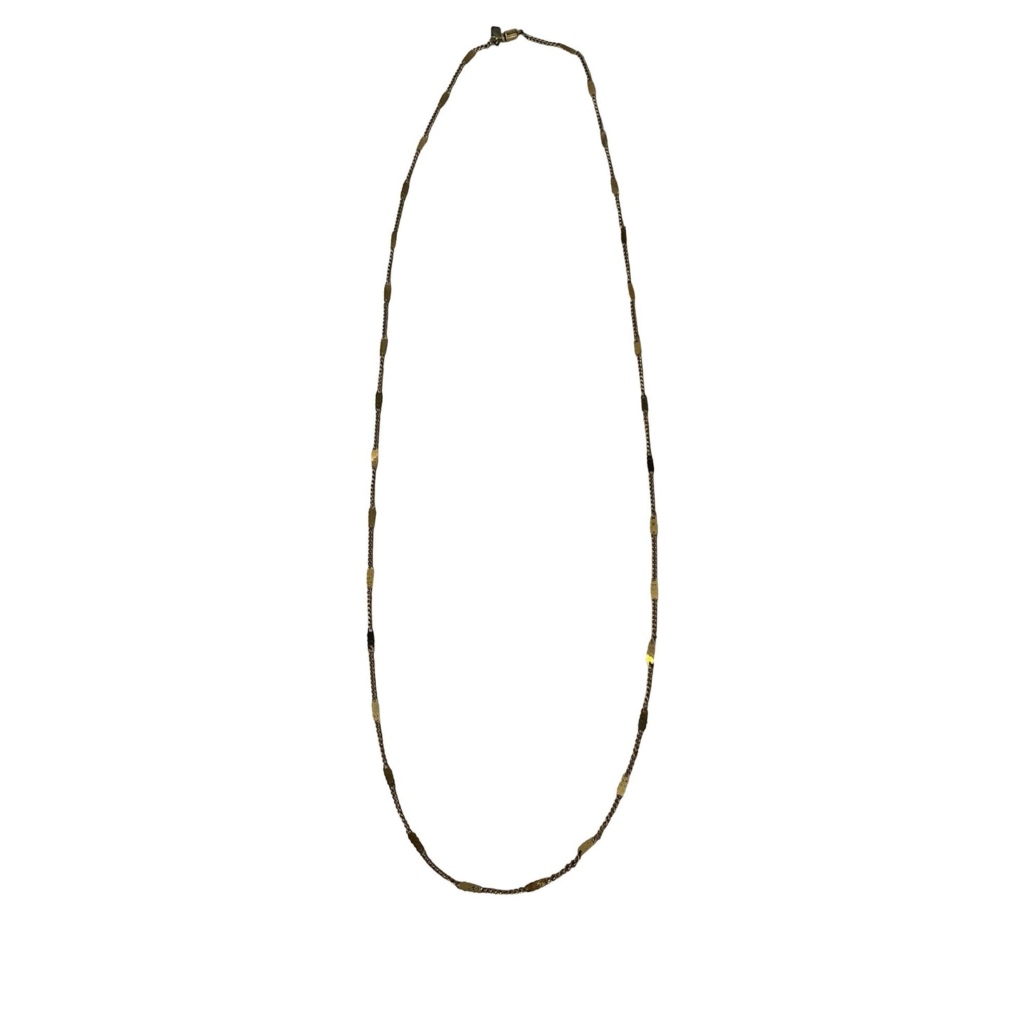 Vintage Long Gold Tone Station Necklace Minimalist Layering Chain 30" Signed ACT II