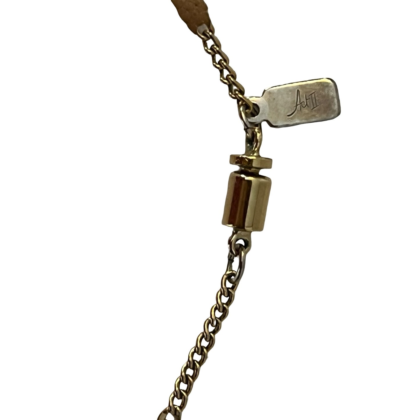 Vintage Long Gold Tone Station Necklace Minimalist Layering Chain 30" Signed ACT II