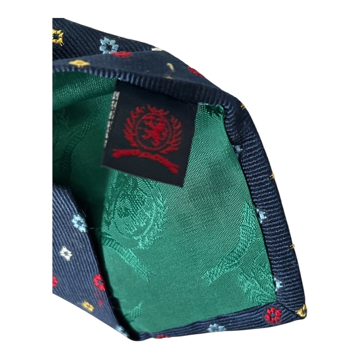 Tommy Hilfiger 100% Silk Tie Navy with Red Yellow Blue Geometric Pattern Made in USA