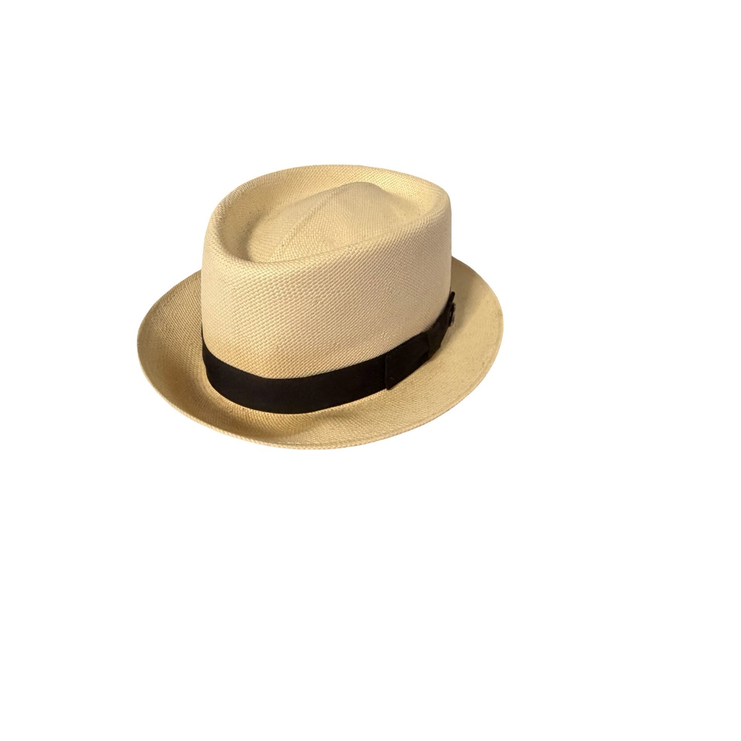 Bailey of Hollywood Panama Straw Fedora Hat Mens Natural Cream Black Band Collins 21-22