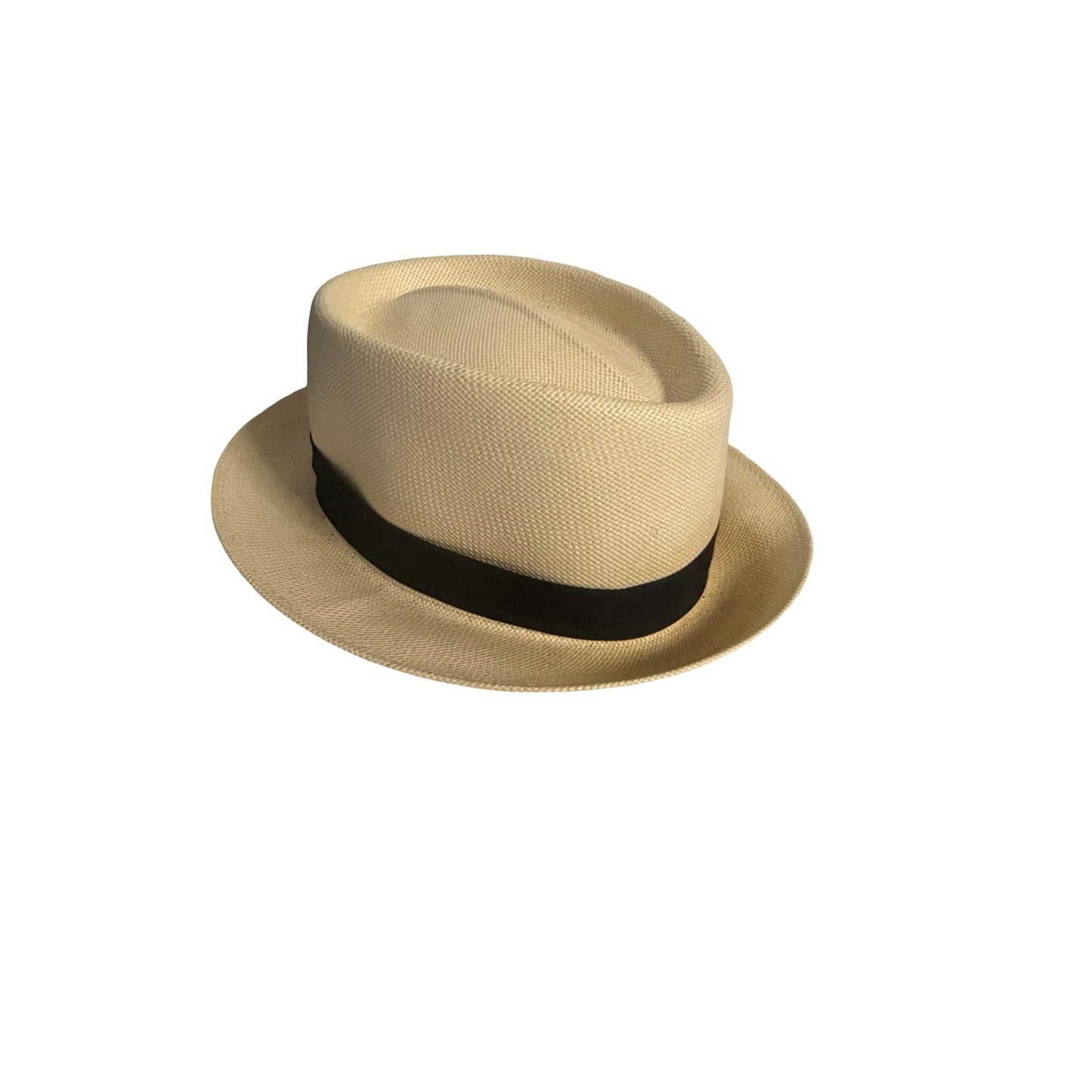 Bailey of Hollywood Panama Straw Fedora Hat Mens Natural Cream Black Band Collins 21-22