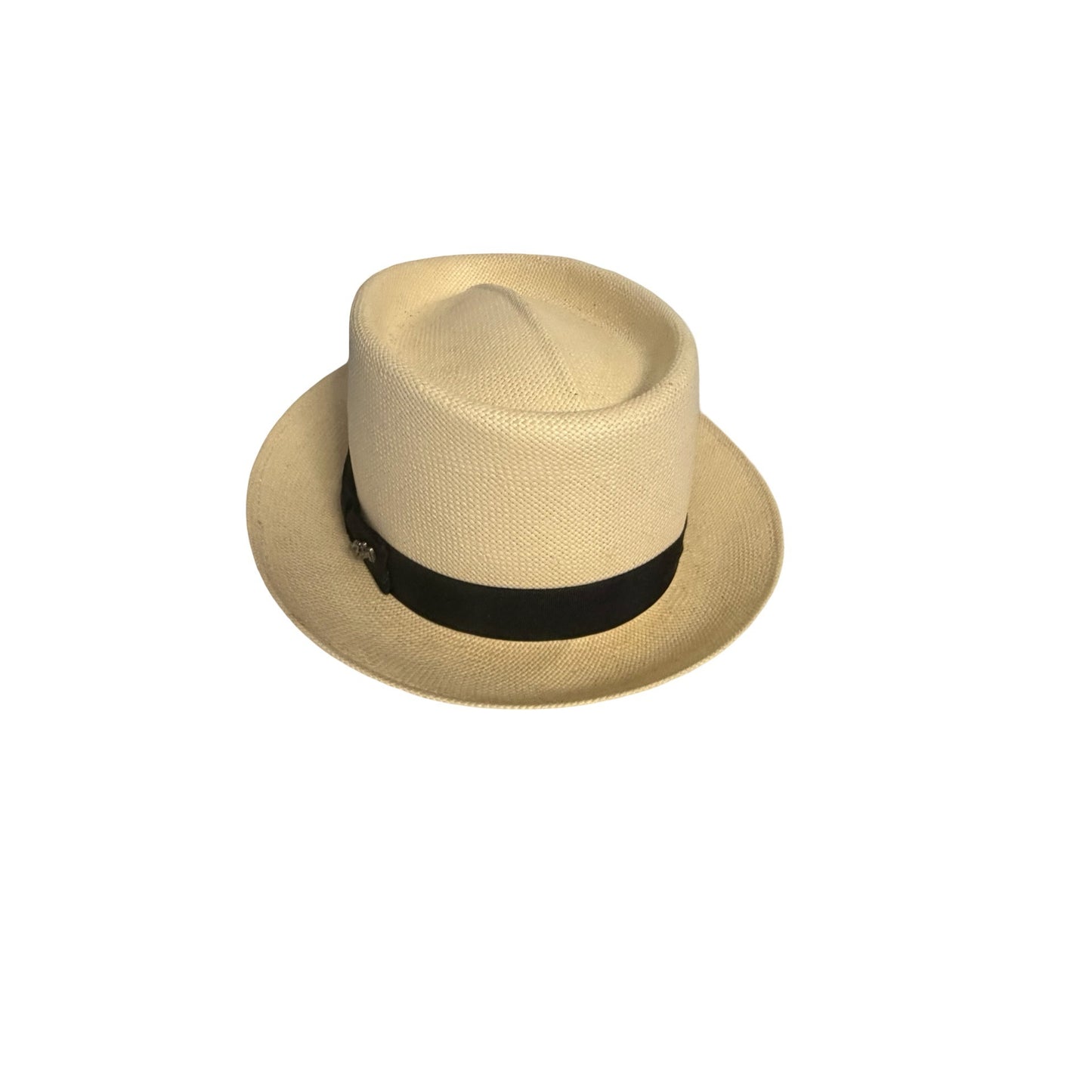 Bailey of Hollywood Panama Straw Fedora Hat Mens Natural Cream Black Band Collins 21-22