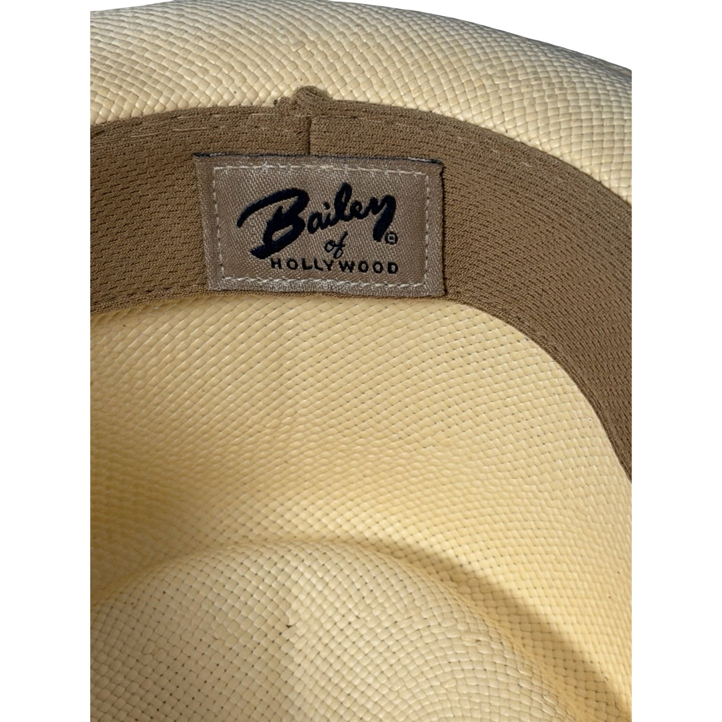 Bailey of Hollywood Panama Straw Fedora Hat Mens Natural Cream Black Band Collins 21-22