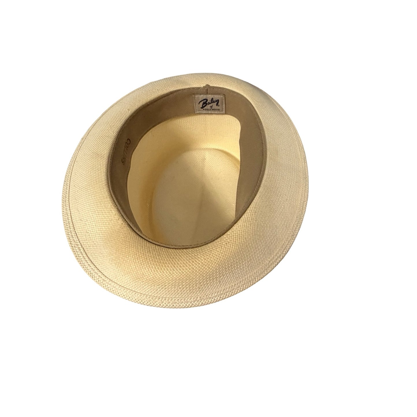 Bailey of Hollywood Panama Straw Fedora Hat Mens Natural Cream Black Band Collins 21-22
