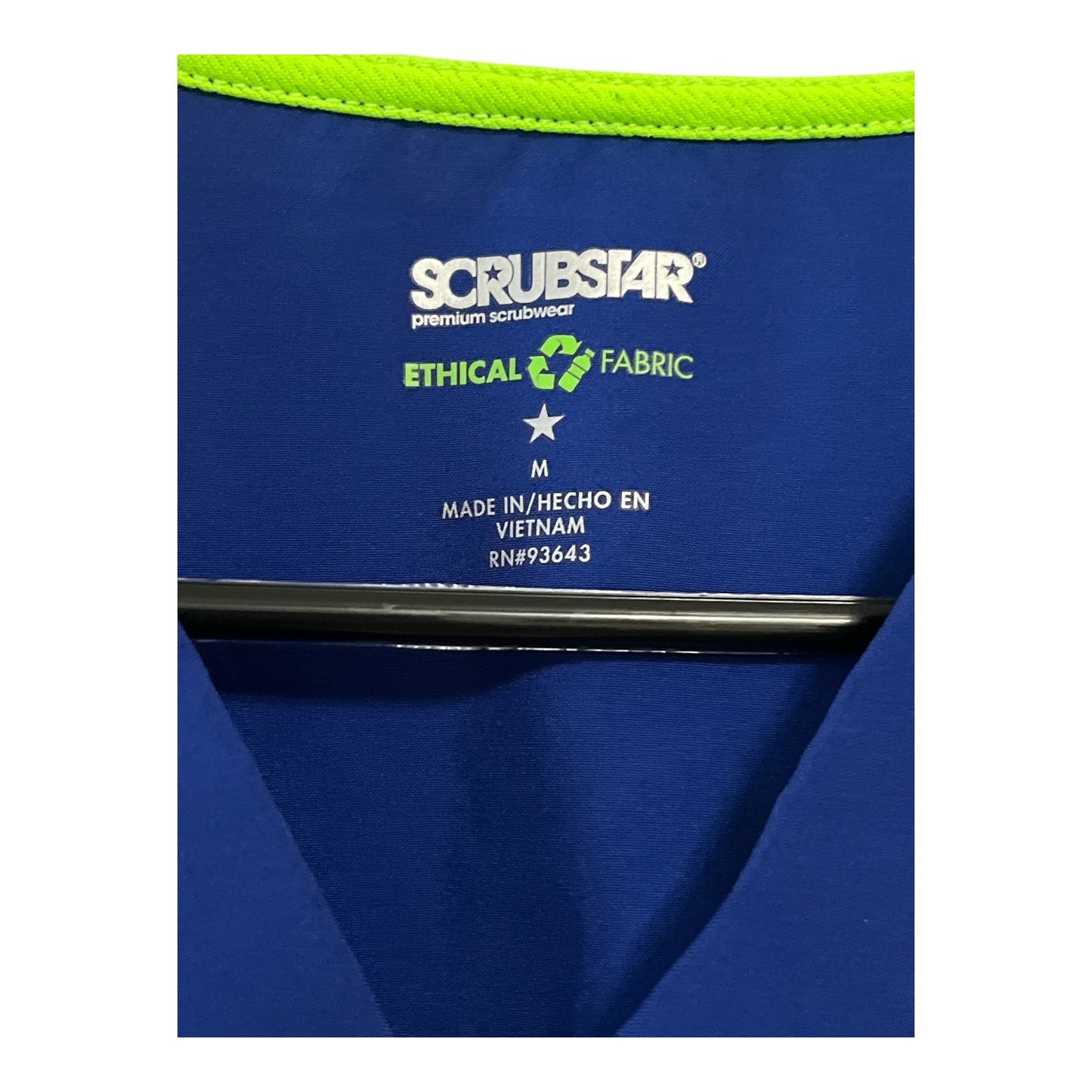 Scrubstar Women’s Size M Royal Sapphire Blue Active Scrub Top – Reflective Trim, Recycled Ethical Fabric