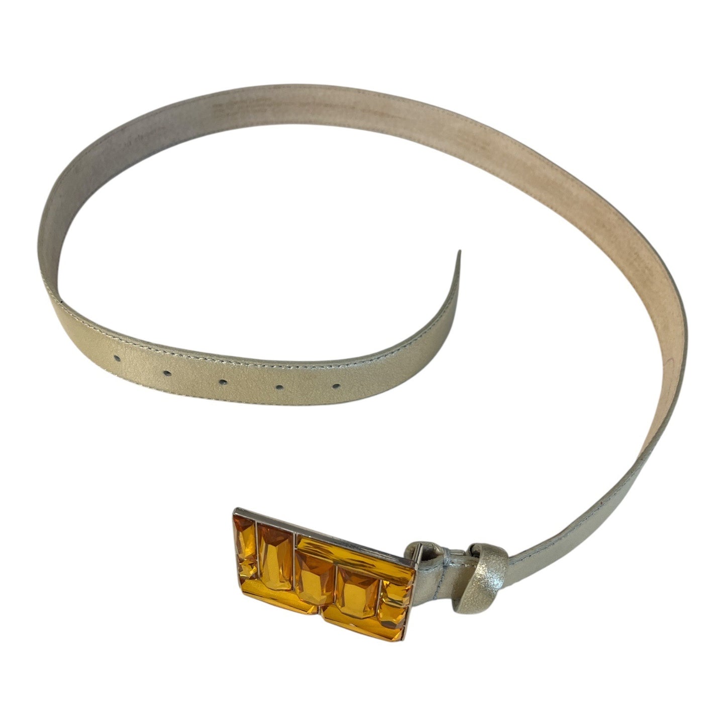Vtg Liz Claiborne Women’s Belt – Genuine Leather with Amber Gem Buckle, XL 37”