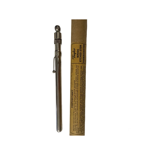 Vintage Taylor Binoc Etched Stem Thermometer No. 21418 in Original Tube Rochester NY USA