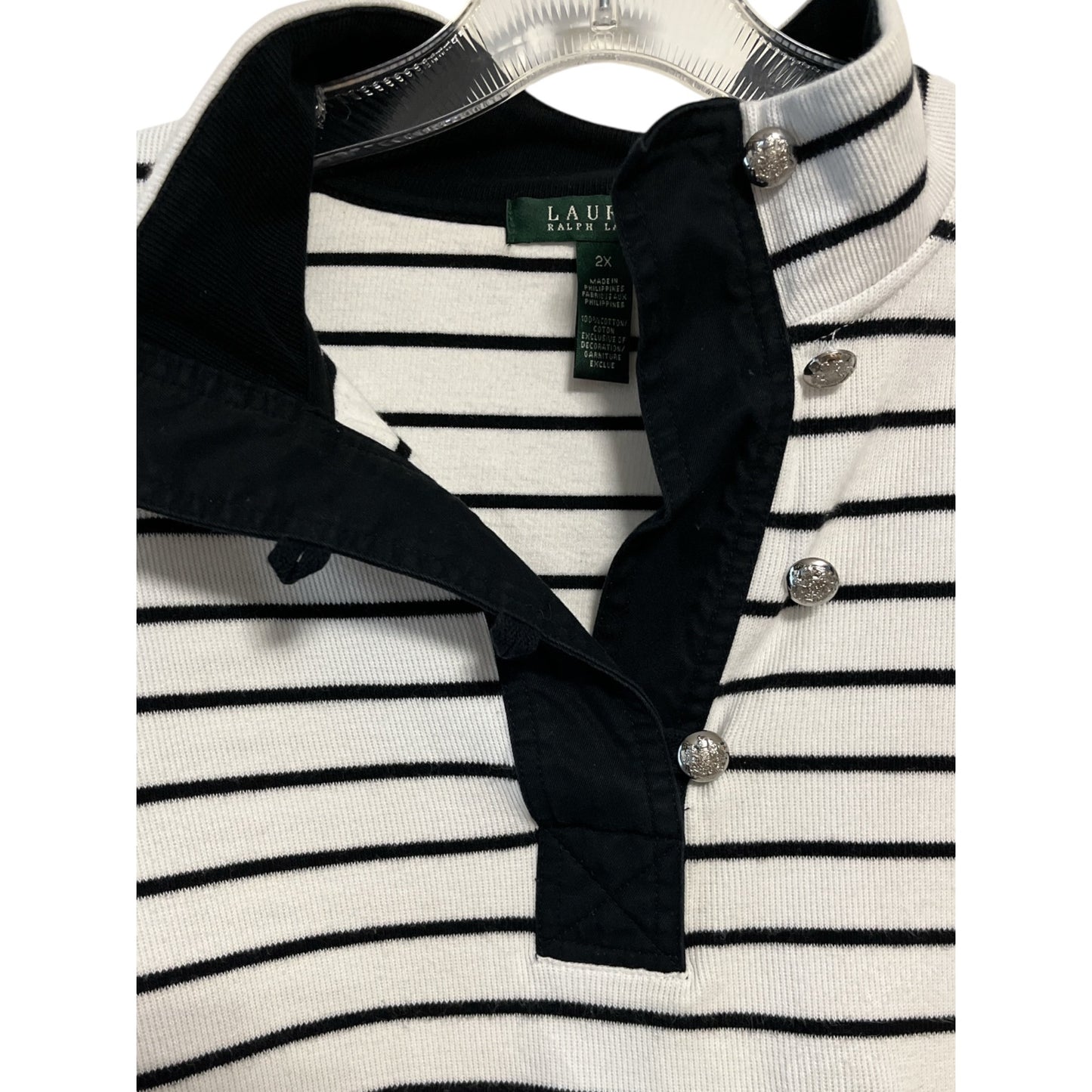 Lauren Ralph Lauren Women’s Striped Pullover Shirt – Size 2X – Cotton Knit