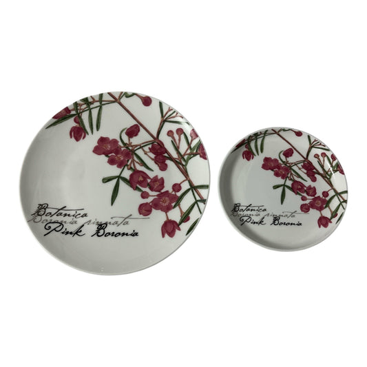 Maxwell & Williams “Pink Boronia” Bone China Plate & Coaster Set – The Gardens Table Collection (2007)