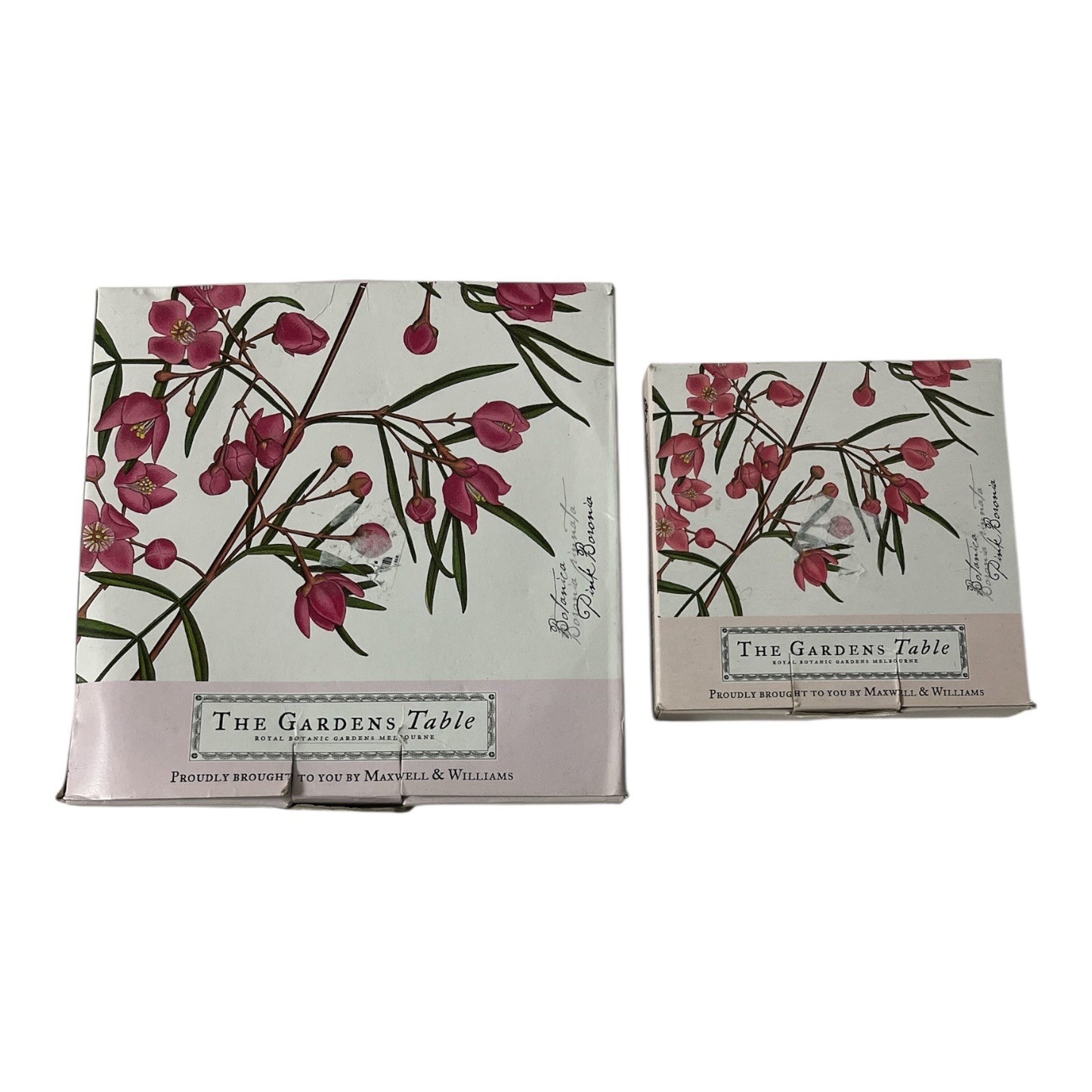 Maxwell & Williams “Pink Boronia” Bone China Plate & Coaster Set – The Gardens Table Collection (2007)