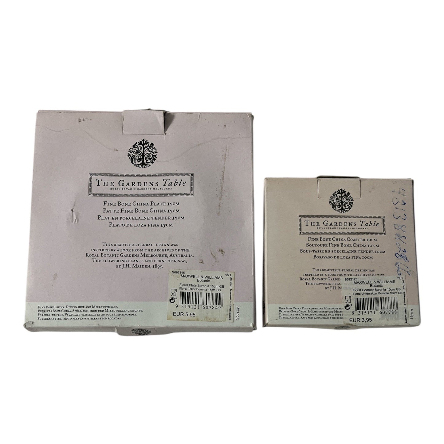Maxwell & Williams “Pink Boronia” Bone China Plate & Coaster Set – The Gardens Table Collection (2007)