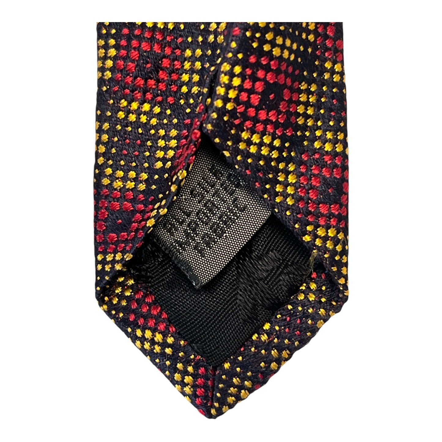 Vintage Kenneth Cole Collection Men’s Silk Tie – Red Yellow Geometric Pattern, Made in USA, 54” (1990s–2000s)
