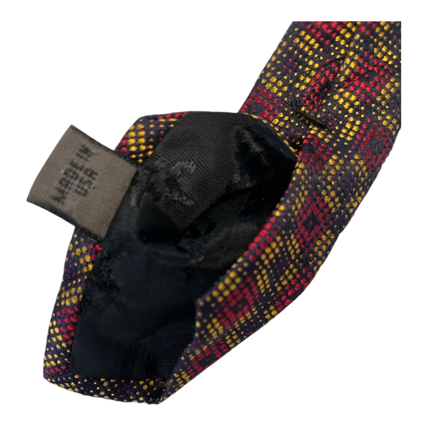 Vintage Kenneth Cole Collection Men’s Silk Tie – Red Yellow Geometric Pattern, Made in USA, 54” (1990s–2000s)