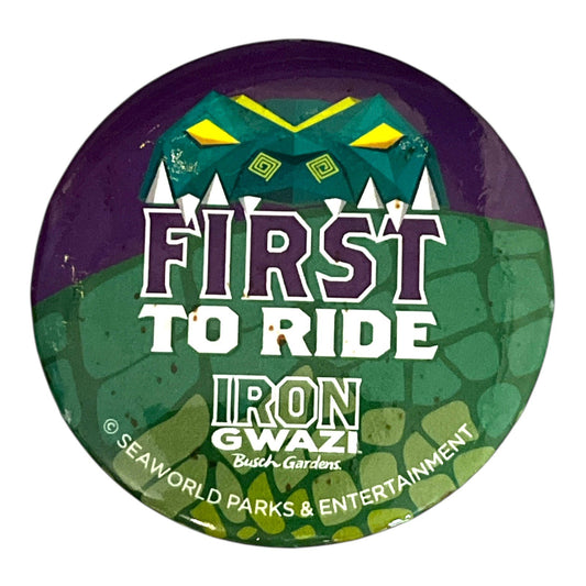 Busch Gardens Iron Gwazi “First to Ride” Button Pin – SeaWorld Parks