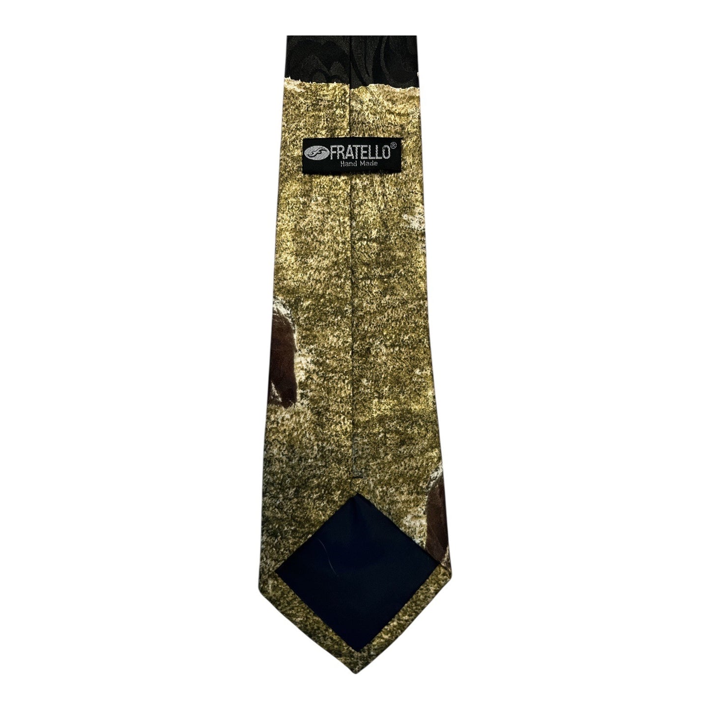 Fratello Handmade Bear Necktie Wildlife Animal Print Black Polyester Tie Korea