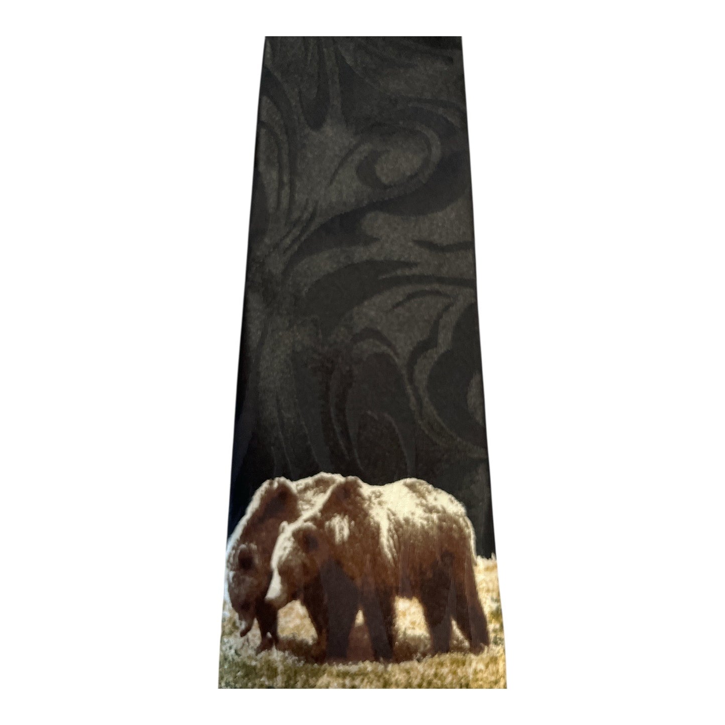 Fratello Handmade Bear Necktie Wildlife Animal Print Black Polyester Tie Korea