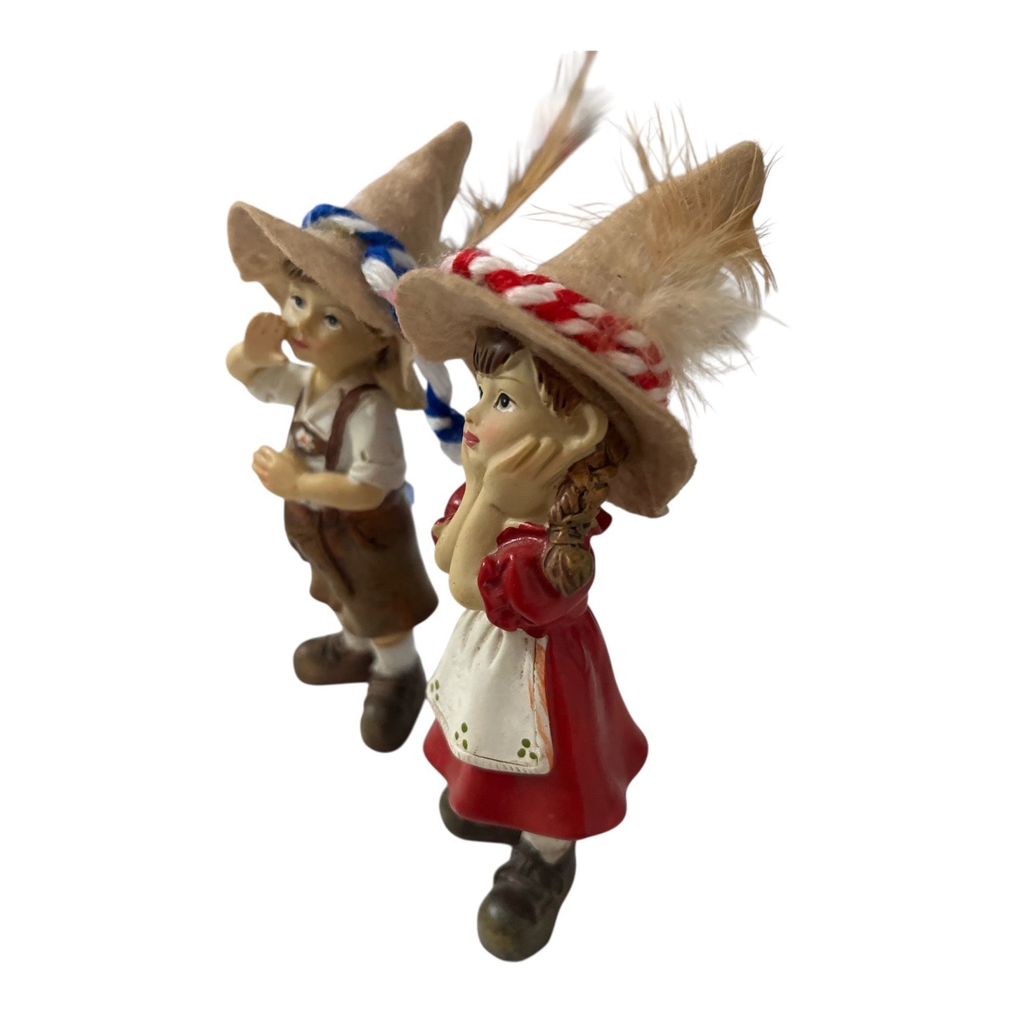 Vintage German Style Boy Girl Figurines Alpine Folk Art Pair