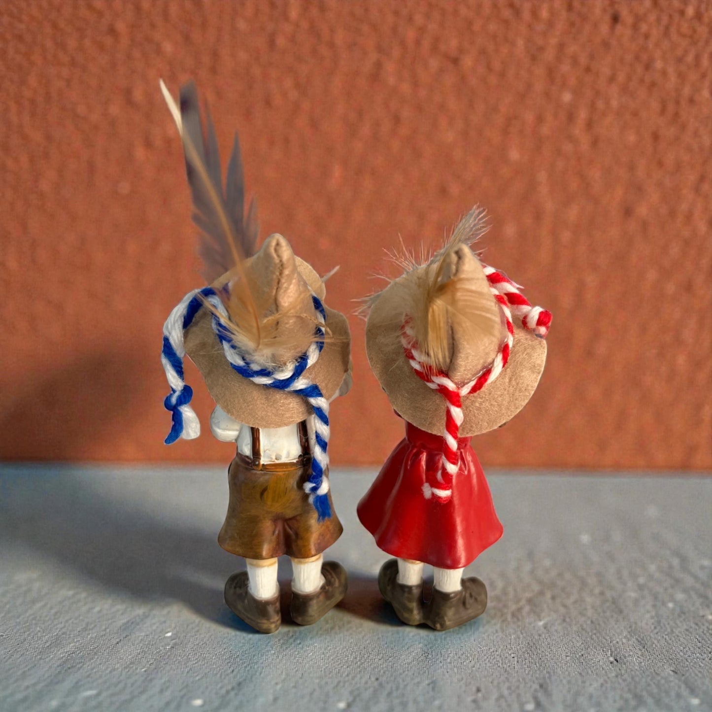Vintage German Style Boy Girl Figurines Alpine Folk Art Pair
