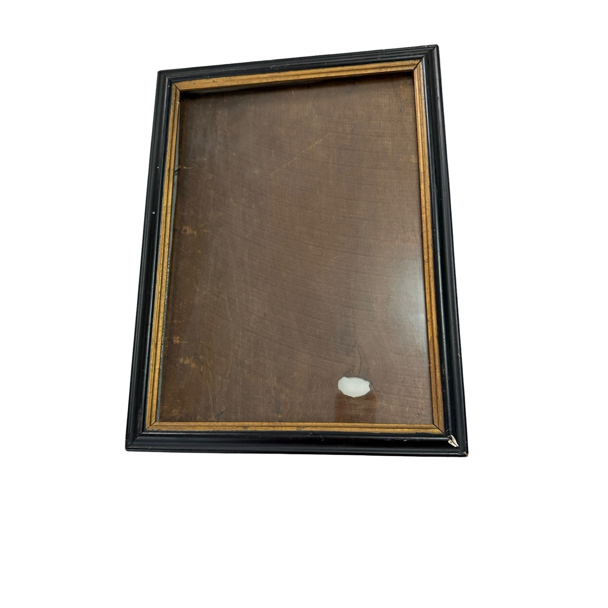 Antique Ebonized Wood Picture Frame Black Gold Gilt Glass 15" x 12" 1920s 1930s