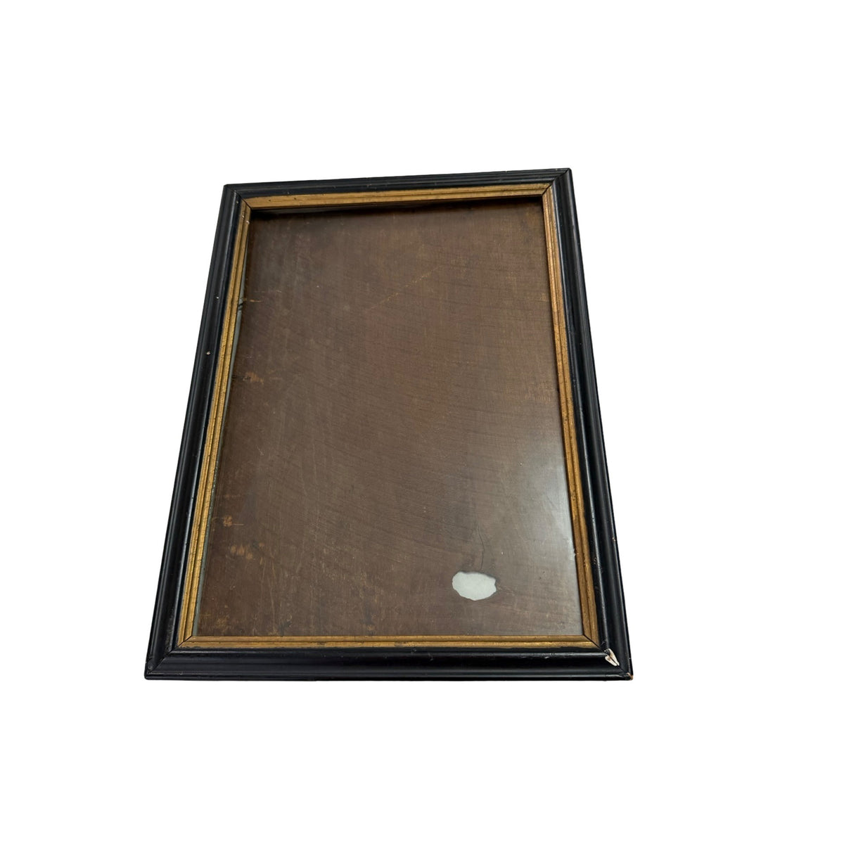 Antique Ebonized Wood Picture Frame Black Gold Gilt Glass 15" x 12" 1920s 1930s