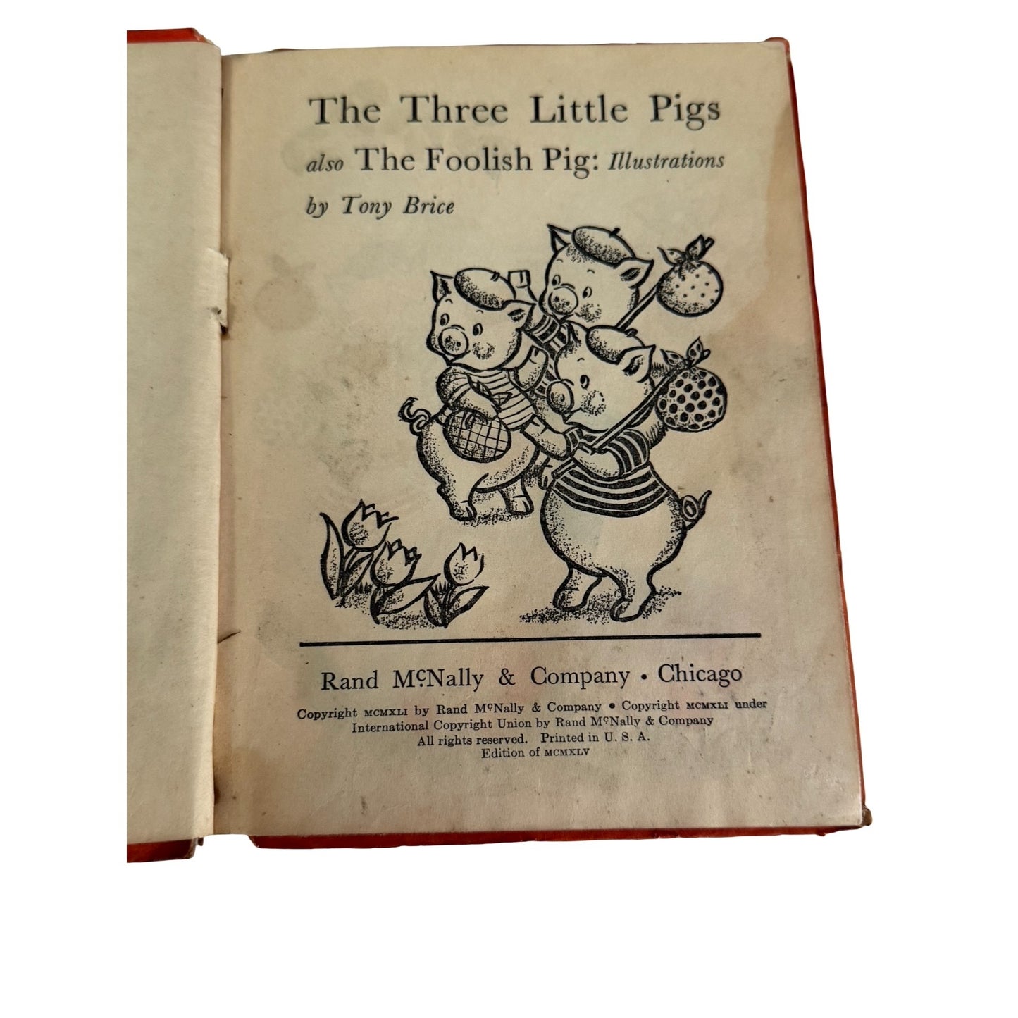 The Three Little Pigs Also The Foolish Pig Rand McNally 1965 Vintage Children's Book Tony Brice